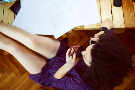 Woman working at homeの写真素材