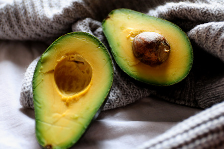 Opened avocadoの写真素材
