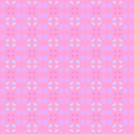 Seamless repeating pattern: violet, turquoise, blue flower petals on a pink background.