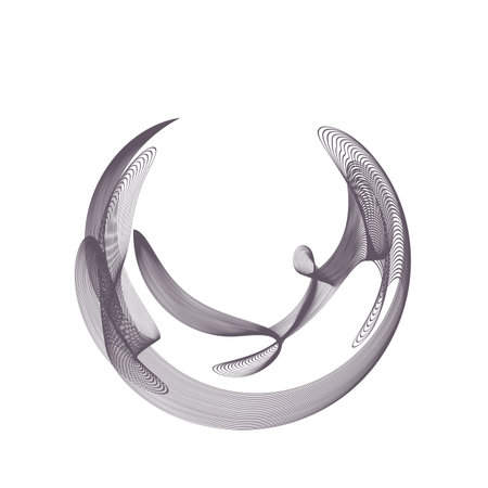 Abstract image made of deformed elements of sound waves. Dynamic motion technologies. Curved black...