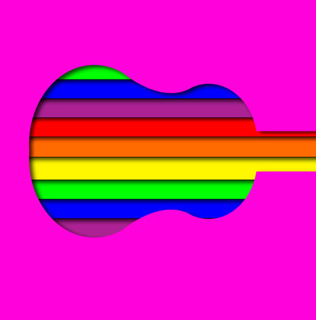 LGBT illustration. Community pride concept. Design for poster, flyer, postcard, banner, website Guitar made of cardboardの写真素材