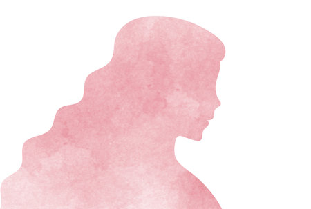 Girl made from watercolor texture. Whiteの写真素材