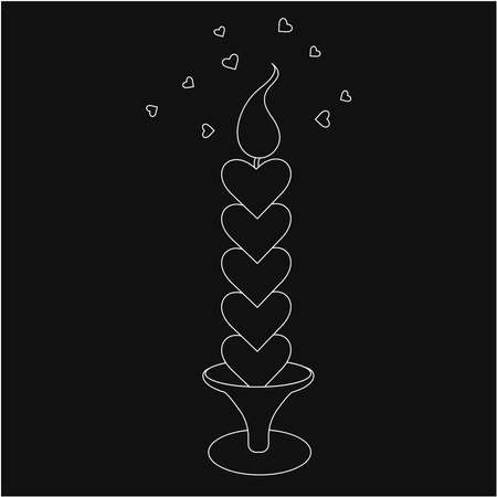 Outline style black and white girl and boy fall in love with each other. Bouquet of flowers and a huge heart, Valentine's day vector design concept. love storyのイラスト素材