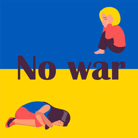 Protection of children and the flag of Ukraine. Save the lives of our children. Poster or banner for child protection. vectorのイラスト素材