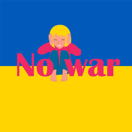 Protection of children and the flag of Ukraine. Save the lives of our children. Poster or banner for child protection. vectorのイラスト素材