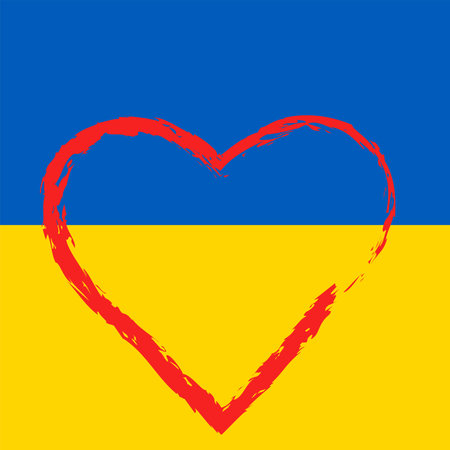 Stop the war, the Ukrainian flag is praying.Heart.Stop the war against Ukraine. Vectorのイラスト素材