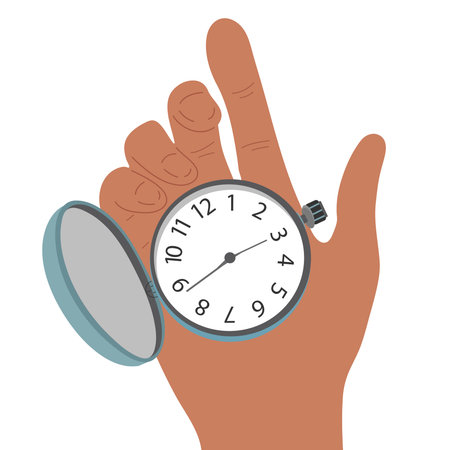 Vintage mechanical clock in a man's hand. vectorのイラスト素材