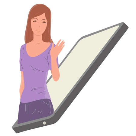 A man and a woman work in the office on laptops. vectorのイラスト素材