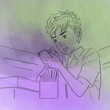 watercolor abstraction. Man sketch, background cool image.