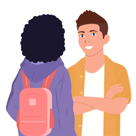 Black and white Schoolboy boy is engaged on the tablet. vector flatのイラスト素材