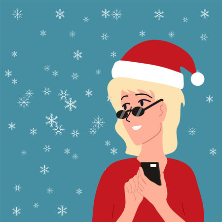 Woman's Christmas happiness. Christmas tree, gifts Vectorのイラスト素材