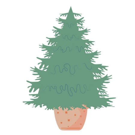 Christmas green tree, gifts happiness HolidayVectorのイラスト素材