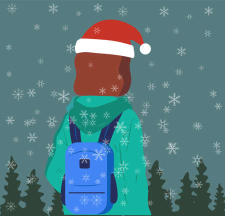 People celebrating New Year and Christmas. Gifts and decorations, Christmas tree and festiveのイラスト素材