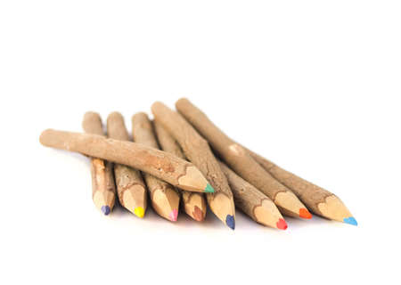 wooden colored pencilsの写真素材