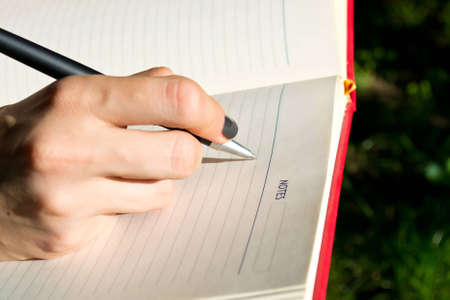 hand  writing in organiserの写真素材