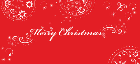 Christmas greetings on red background. Editable and scalable vectorの写真素材