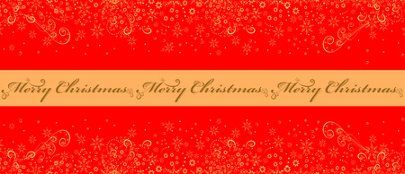 Christmas red background with snowflakes. Vector illustrationの写真素材