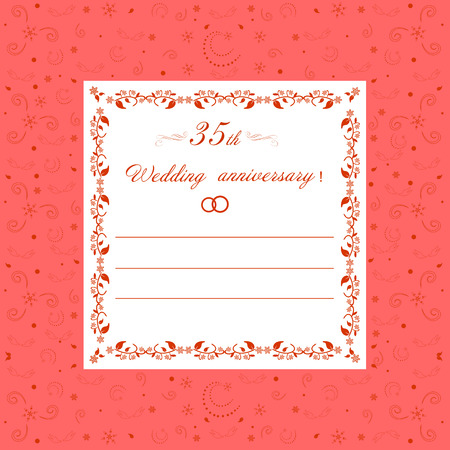 35th Wedding anniversary Invitation.Coral wedding romance editable vector illustrationのイラスト素材