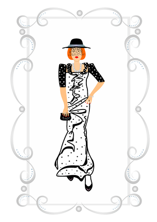 Stylish dresses for women editable and scalable vector illustrationのイラスト素材