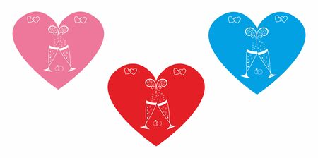 Abstract hearts with elements and symbols of the weddingのイラスト素材