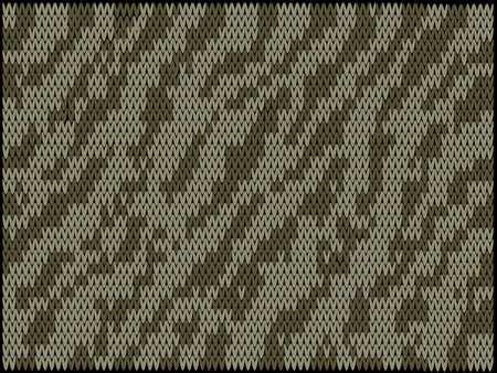 Knitted pattern in the background shades of khaki. Template for fashionable clothes and with...