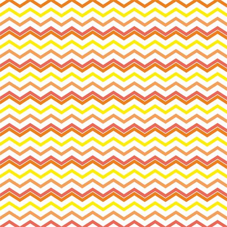 Vector pattern: Abstract background of multi-colored zigzag lines in red-white-yellow-orange color. Background for design, pattern. Bright zigzag lines. Texture for fabric, site, postcards. Bright vector stripes, space for text and design.のイラスト素材