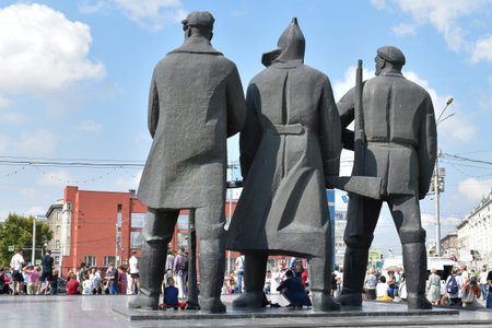 Novosibirsk, Lenin Square, Russia - 08.08.2020: Unauthorized rally against the authorities and in...