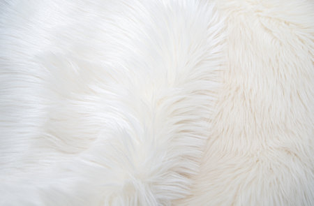 white fur texture. Long pile faux fur backgroundの写真素材