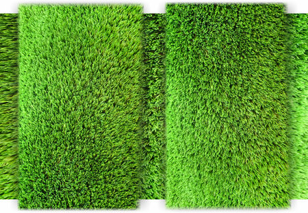 Background, texture of green grass. Template, blank for design, text. background of a summer, spring lawn with convex elementsの写真素材