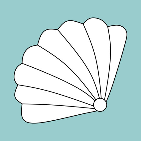 Black and white vector illustration, hand drawn seashell. Linear image of shell, icon, simple children's drawingのイラスト素材