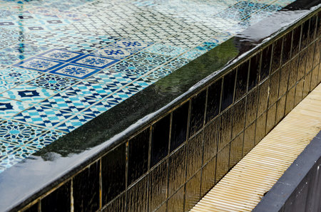 Colorful Geometric Tile Patterns in a Water swimming pool