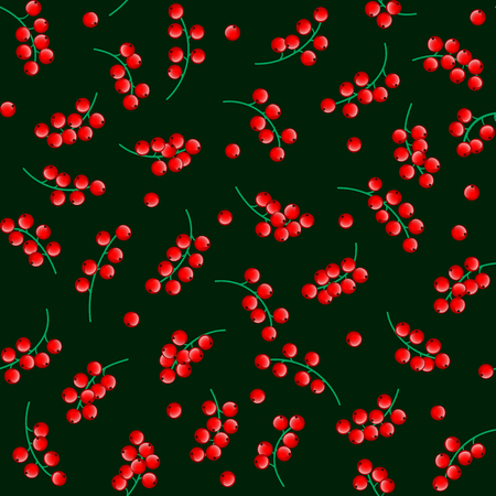Seamless vector pattern of red currant fruit. White background with red currant berries for design of food packaging juice breakfast, cosmetics, tea, detoxのイラスト素材