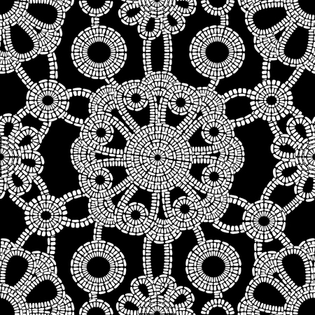 Seamless texture with lacy flowers a black background. Continuous pattern of flowers. Suitable for design: cloth, web, wallpaper, wrappingのイラスト素材