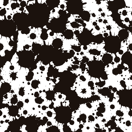 Vector seamless pattern of ink splashes. Use on monochrome black and white wallpaper, textures and backgroundのイラスト素材