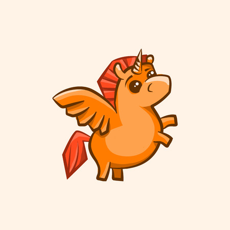 Vector image of a unicorn with wings in a childrens styleのイラスト素材