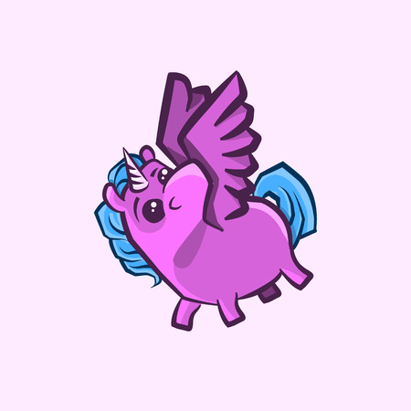 Vector image of a unicorn with wings in a childrens styleの写真素材