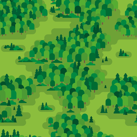 Forest in flat style. Seamless pattern forest, trees, trees, bushes for cards, for textiles, for backgroundsのイラスト素材