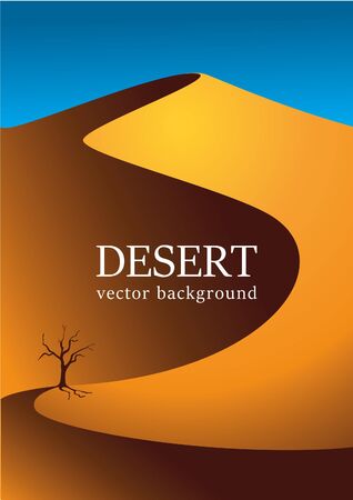 Vector image of the desert. An old tree stands in the middle of the desert. Vector backgroundのイラスト素材