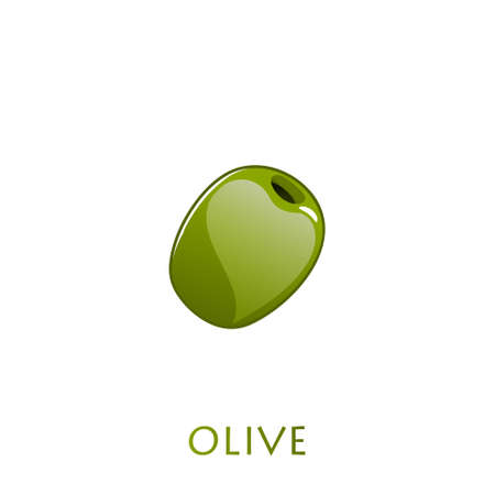 Green olive on the white background. Vector illustration cartoon flat icon isolated on white.のイラスト素材