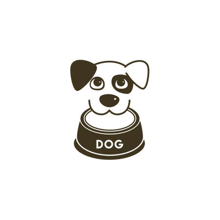 Dog icon with a bowl. dog food on white backgroundのイラスト素材