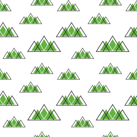 Seamless pattern with mountains in scandinavian style. Decorative background with landscape.