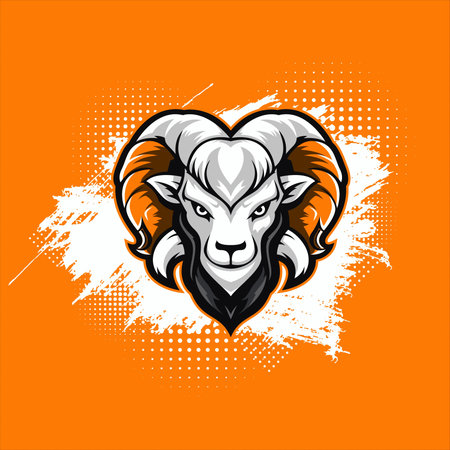 Ram head with halftone background. Vector illustration eps 10のイラスト素材