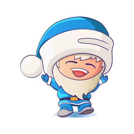 Happy Christmas Santa Claus in a blue suit.のイラスト素材