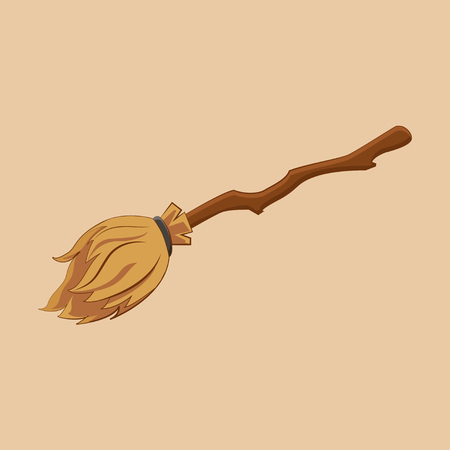 Icon Magic broom. Witch equipment in cartoon style.のイラスト素材