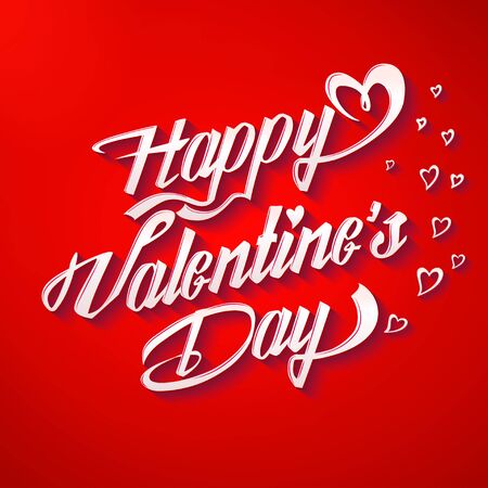 Happy Valentine's Day poster. Typographical Background. Lettering on red background.のイラスト素材