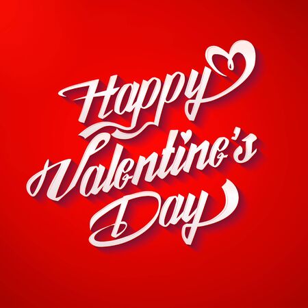 Happy Valentine's Day poster. Typographical Background. Lettering on red background.のイラスト素材