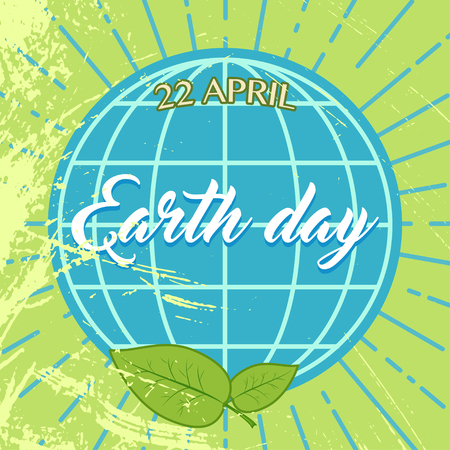 Vintage Earth Day Poster. Planet on old paper texture. Grunge style.のイラスト素材