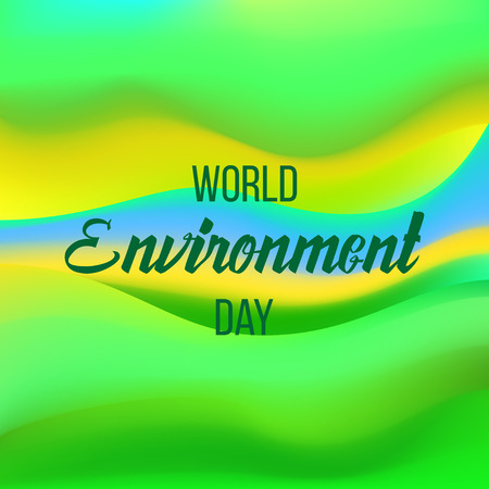 World environment day hand lettering card on blurred background.のイラスト素材