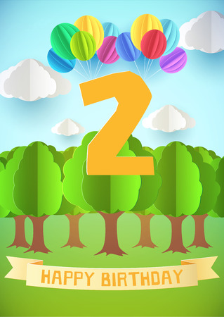 Happy Birthday vector design for greeting cards and poster with balloons. Design template for birthday celebration.のイラスト素材