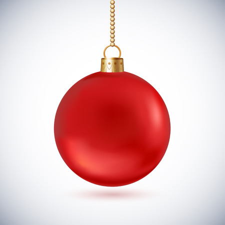 Red frosted christmas ball with gold chain xmas icon symbolのイラスト素材